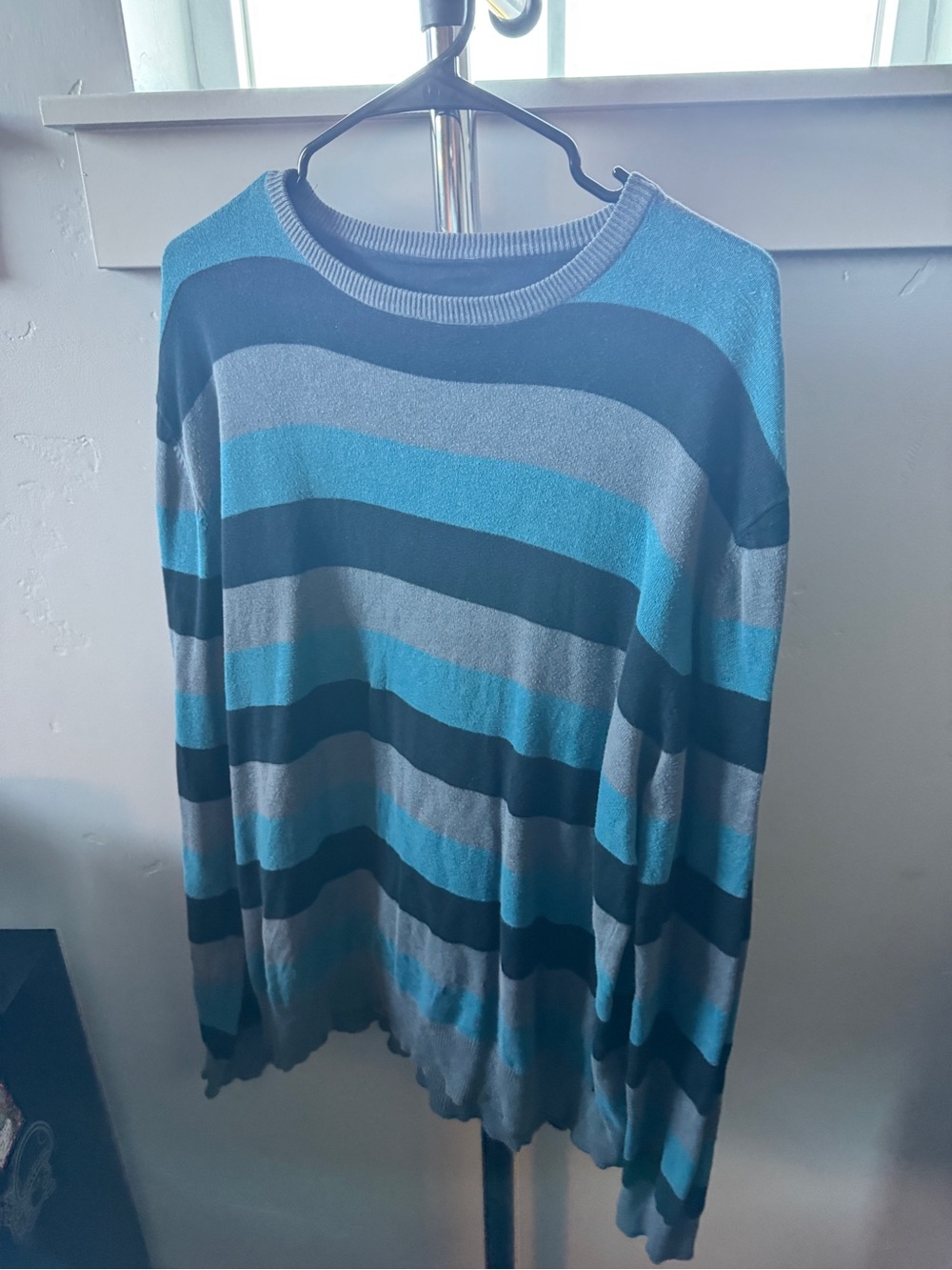Men's Blue Striped Crewneck Sweater